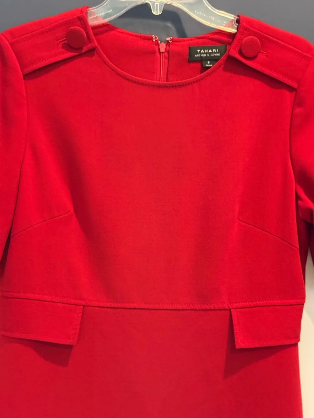 Tahari ASL Scarlet Red Short Sleeve Sheath Mini Dress Size 8 - Picture 2 of 7